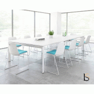 Table de réunion rectangulaire Star - Mobel Linea - Oui, Blanc 9010, Acacia clair_4