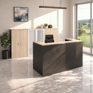 Banque d'accueil Delta First bicolore 1 personne - Mobel Linea - 164, Noir / acacia clair_0
