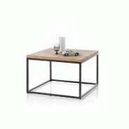 Table basse industrielle rectangulaire 70 cm - Chêne massif et métal noir laqué epoxy_4