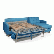 Canapé d'angle norway - matelas 16 cm - ouverture express - sommier lattes Renatonisi - tweed bleu azur_4
