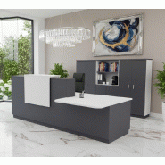 Banque d'accueil Delta Plus avec PMR et réhausse - Mobel Linea - Blanc mat, Droite, Non, Anthracite, 282_4