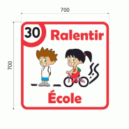 Panneau ralentir ecole blanc_4
