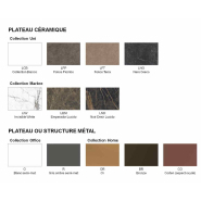 Mobilier de bureau avec plateau fin en céramique marbre