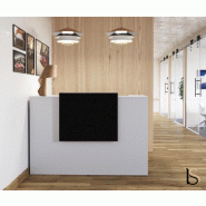 Banque d'accueil Delta First avec réhausse colorée - Mobel Linea - 164, Blanc, Noir, Oui_0