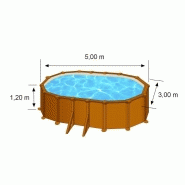 Piscine ovale acier 5,27m x 3,27m x h: 1,22m - imitation bois - filtration à sable - renforts apparents_4