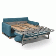 Canapé convertible OGGETTO - Matelas 16 cm - Système express - Sommier à lattes 140 cm - Velours bleu azur - RENATONISI_4