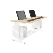 Table informatique ergonomique et sécurisée avec écran semi-encastré - DATA - Fabrication française, piètement réglable et choix de finitions_4
