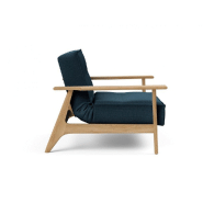 Innovation Living - Fauteuil design Splitback Frej Argus Navy Blue convertible en lit 90x115 cm avec accoudoirs en chêne clair_4