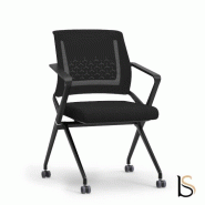 Chaise visiteurs avec assise pliante Plys - Mobel Linea - Noir, 4 sièges_4