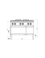 Fourneau 6 feux gaz sur baie libre - 33 kW - Fabriqué en Italie - MBM_4