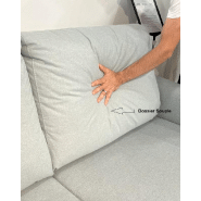 Armoire lit escamotable DJUKE SOFA - canapé gris 140x200 cm avec bandeau blanc mat - confort et fabrication européenne_4