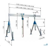 Portiques en aluminium stationnaires Schilling - 1.000 kg et 1.500 kg - avec montants pliables et chariot blocable_4