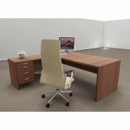 Bureau avec retour T45 finition bois- Quadrifoglio. - 220, Noyer canaletto, Gauche_4