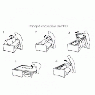 Canapé convertible express IMOLA - Couchage 120x197 cm - Matelas 18 cm en mousse visco-élastique - Velours rouge_4