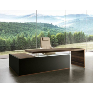 Bureau de Direction BOLD58 Leaven avec Meuble de Service à Droite - Référence 4930 BD A - Mélaminé anti-rayures et anti-reflets_4