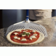 Pelle à pizza rectangulaire perforée aluminium 33x33 - Manche 60 cm - Gamme Azzurra | GI.METAL_4