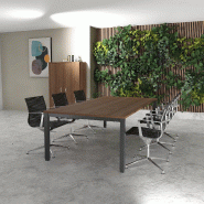 Table de réunion 6-8 personnes Tempo - Mobel Linea - 200, Anthracite, Acacia foncé_4