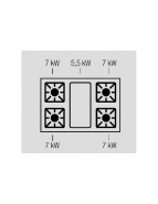 Fourneau 4 feux gaz - 7 kW - plaque coupe feux sur four gaz GN2/1 et placard - MBM - Gamme DOMINA PRO 700_4