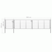 Vidaxl portail de jardin acier 500 x 100 cm argenté 144353_4