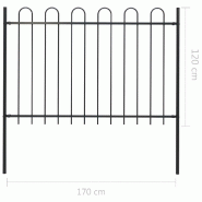 Vidaxl clôture de jardin avec dessus en cerceau acier 1,7 m noir 144931_4