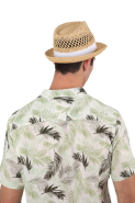 Chapeau de paille style Panama - Fibre végétale - Petits bords - Réf: KP611_4