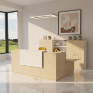 Bureau d'accueil d'angle avec accès PMR Delta Plus - Mobel Linea - 224, Chêne moyen , Droite, Oui_0