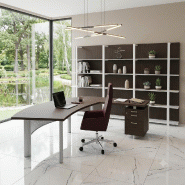 Bureau d'angle X time Next avec retour et caisson - Quadrifoglio. - 217, Blanc, Droite, 2 tiroirs, Eucalyptus 53_4