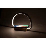Lampe de bureau multifonctions en bambou - 25 LED - Luminosité réglable - Chargeur rapide sans fil 10W et port USB_4