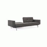 Innovation Living - Canapé Splitback pieds chromés avec accoudoirs - Convertible lit 115x210 cm - Tissu Flashtex Dark Grey_4