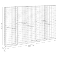 Vidaxl mur en gabion avec couvercles acier galvanisé 300x30x200 cm 147823_4