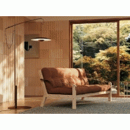 Banquette futon Poetry en pin massif - coloris brun argile - couchage 130 x 190 cm - accoudoirs en cuir_4