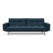 Canapé convertible Splitback Stem avec accoudoirs - pieds obus chêne naturel - tissu Argus Navy Blue - couchage 115x210 cm_4