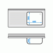 Plonge Inox 1 bac sur placard avec passage lave-vaisselle - P 700 - GGM - 1400 mm bac à droite_4