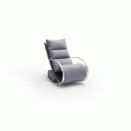 Fauteuil relax YANIS - tissu gris avec pouf indépendant et structure métal_4