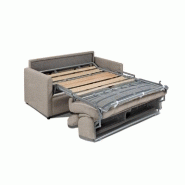 Canapé convertible 3 places Excellence - 140 cm - Sommier à lattes Renatonisi - Matelas Memory 18 cm inclus - Velours beige_4