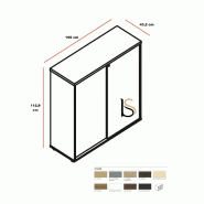Armoire mi-haute portes coulissantes - MDD - Blanc, 100, Avec socle de finition_4