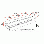 Bureau bench 6 personnes X3 - Officity - Blanc 9010, 540, Béton_5