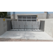 Système anti-crue passif avec bassin métallique pour stockage horizontal