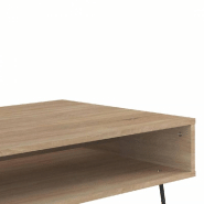 Table basse design scandinave Lackberg - chêne naturel - structure en panneaux mélaminés et piétement en métal_4