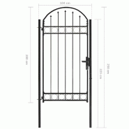 Vidaxl portail de jardin avec dessus arqué acier 100x250 cm noir 146339_4