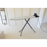 Table à repasser taille B -124 x 38 cm, pour fer vapeur - Denim Grey avec repose-fer à vapeur pour gauchers et droitiers_4