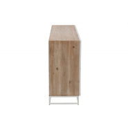 Buffet Mounie 4 portes - Motifs chevron naturel clair - Pieds métal blanc - Style industriel_4