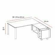 Bureau X7 avec piètements chromés - Officity. - 190, Blanc, Droite_4