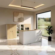 Banque d'accueil Delta First bicolore 1 personne - Mobel Linea - 144, Blanc/ chêne veiné_4