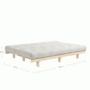 Banquette convertible futon LEAN - Pin massif naturel - Couchage 130x190 cm - Matelas futon capitonné_4