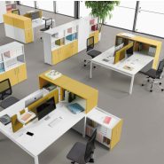 Bureau d'entreprise open space sobre et élégante - TÉOS Columbia avec pieds fixes ou réglables, plateau antibactérien et gestion des câbles_4