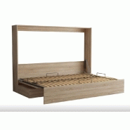 Armoire-lit escamotable VERTIGO SOFA - Chêne naturel - Canapé gris 4 coussins - Couchage 160x200 cm avec sommier à lattes_4