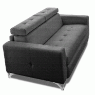 Canapé convertible suède 140 cm - Ouverture express - Sommier à lattes Renatonisi - Matelas 16 cm Tweed gris platine_4