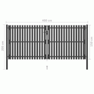 Vidaxl portail de clôture de jardin acier 4x2 m anthracite 146336_4