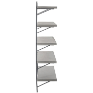 Étagère murale RIGZ - 5 planches en bois et métal gris - Design moderne - L121 x H190 x P40 cm_4